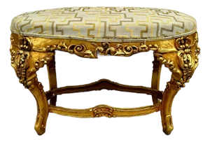 Small Bench French Style With Gold Leaf Details