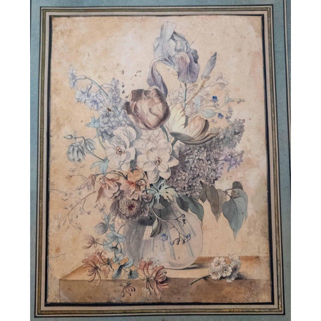 We are selling this fine 18th Century watercolor still life. This Dutch Golden Age style still life features a group of...