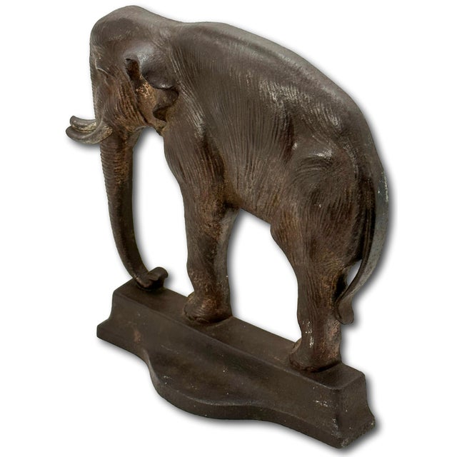 Metal Hard to Find Large Antique American Cast Iron Standing Elephant Doorstop by Bradley & Hubbard - Circa 1920s For Sale - Image 7 of 12