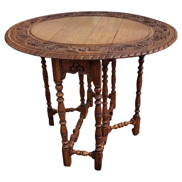 Oval Drop Leaf Side or Coffee Table with Carved Bobbin Barley Legs, Italy, 1960s For Sale