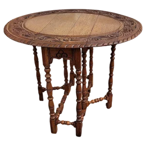 Oval Drop Leaf Side or Coffee Table with Carved Bobbin Barley Legs, Italy, 1960s