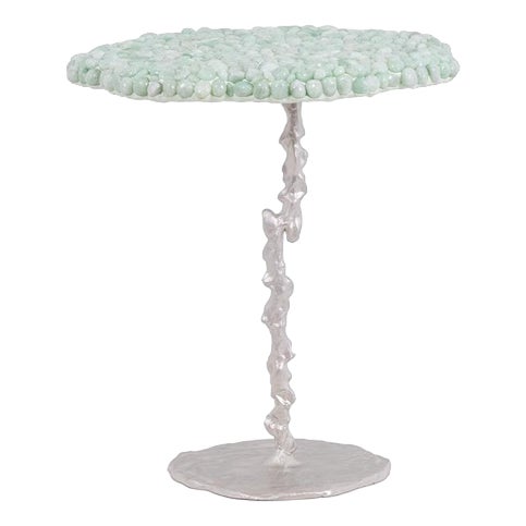 Decorative Pedestal Table with Semi-Precious Stonee For Sale