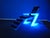 Extravagant acrylic glass lounge chair from the 1960s. Neon tubes are integrated into the armrests; they glow blue and are...