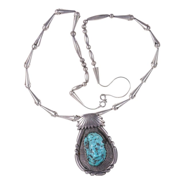 Robert and Bernice Leekya Zuni Sterling and Turquoise Necklace For Sale