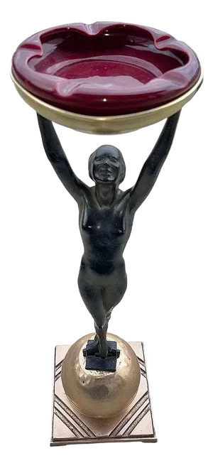 1920s Standing Nude on Ball Art Deco Sculptural Smoke Stand Model T330 by Frankart