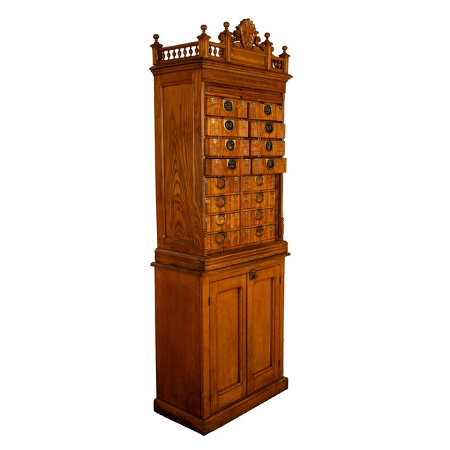 Antique American Carved Oak Victorian Roll Top Letter File Cabinet Amberg Co, 1883 For Sale - Image 15 of 16