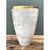 This vintage Italian ceramic vase showcases a striking tapered silhouette, its broad, cone-shaped body narrowing...
