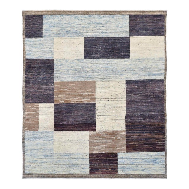 Blue & Purple Modern Wool Rug For Sale