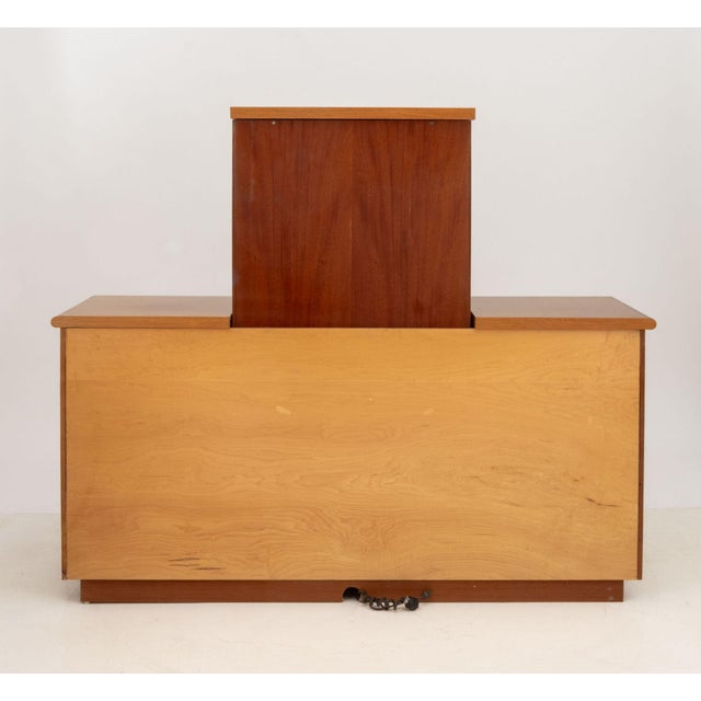 Cream Gabriella Crespi Style Vintage Wicker and Walnut Tv Cabinet For Sale - Image 8 of 12