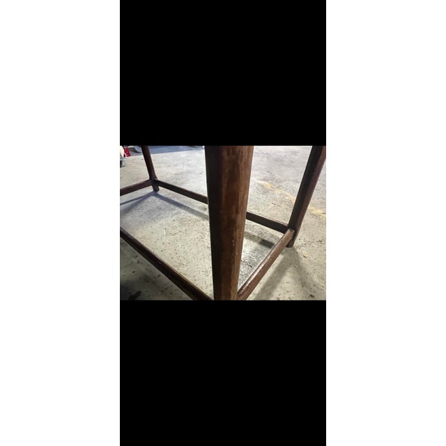 Antique Farm House Country Table Desk With 4 Stretcher Base and Side Drawer For Sale - Image 9 of 11