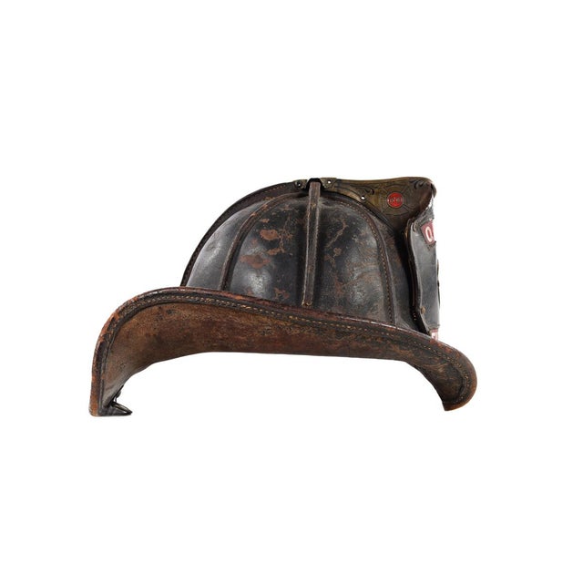 Quincy Fire Department Original Antique Firefighter Leather Helmet