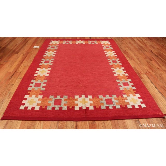 Textile Nazmiyal Collection Vintage Flat Woven Swedish Ingegerd Silow Kilim Rug For Sale - Image 7 of 8