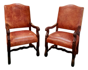 Vintage Leather Arm Chairs - A Pair