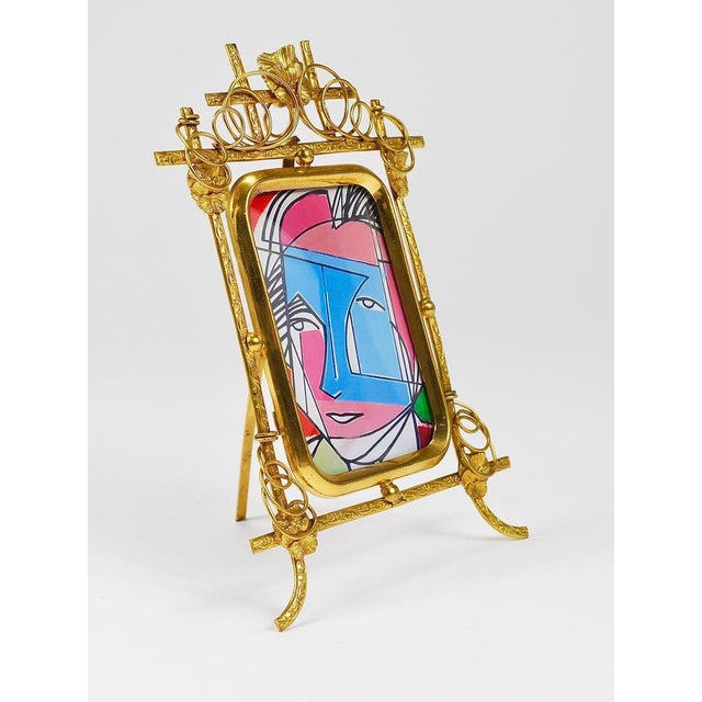 Art Nouveau Floral Gilt Brass Picture Frame, 1890s For Sale - Image 10 of 15