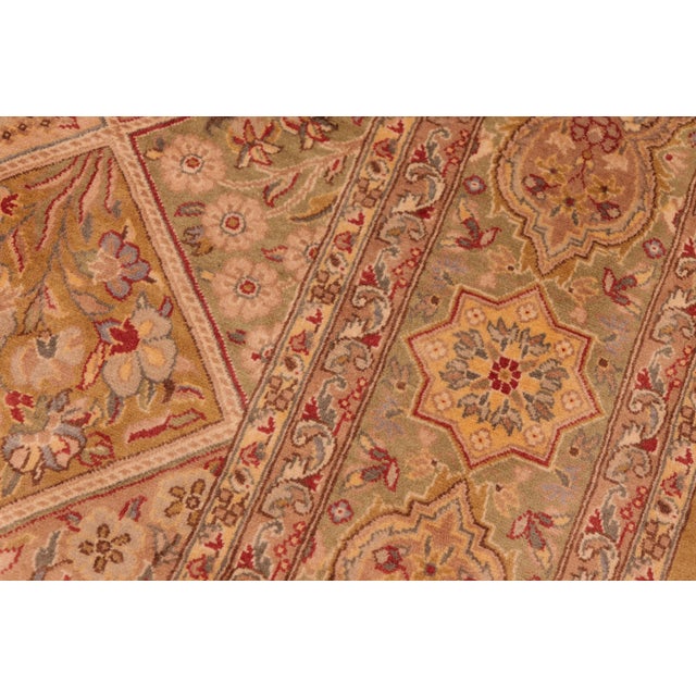 1990s Floral 1990's Medallion Pak-Persian Taupe/Green Wool Rug - 6'3'' X 9'4'' For Sale - Image 5 of 9