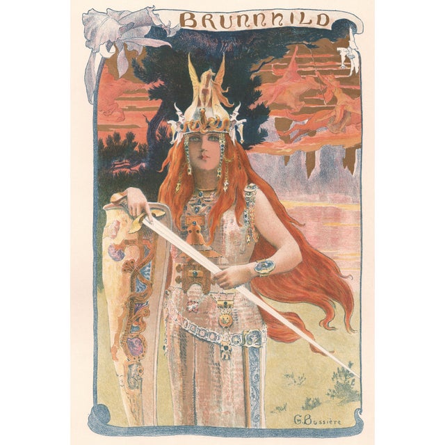 Gaston bussière (1836-1904) brunnhild (brunhild, aka brunhilda or brynhild) original lithograph from the glorious...