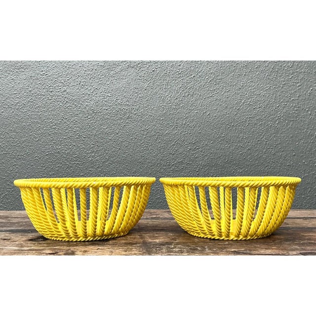 Vintage Italian Yellow Rope Ceramic Bowls - A Pair For Sale - Image 12 of 12