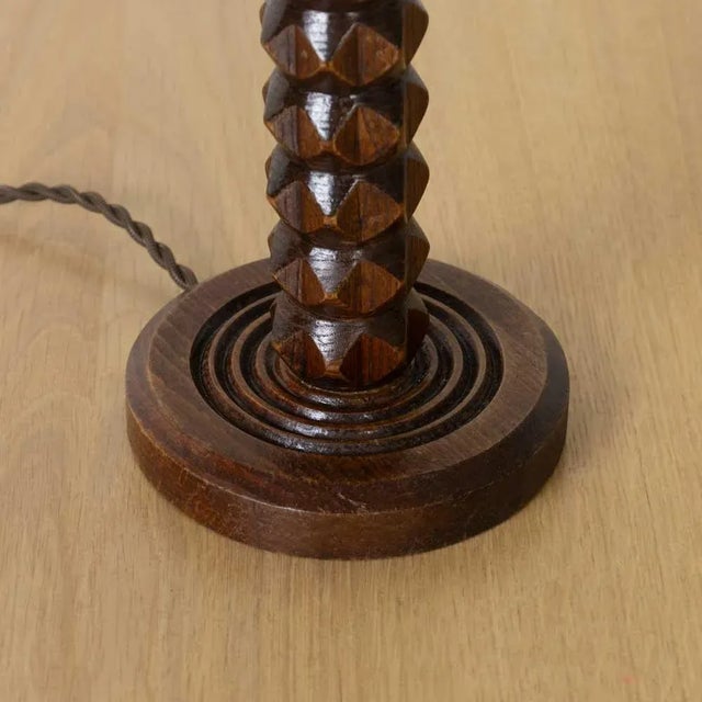 1940s French Carved Wood Lamp by Charles Dudouyt For Sale - Image 10 of 11