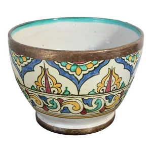 Antique Moroccan Ceramic Glazed Bowl Handcrafted in Fez Meknes Jobbana 1900
