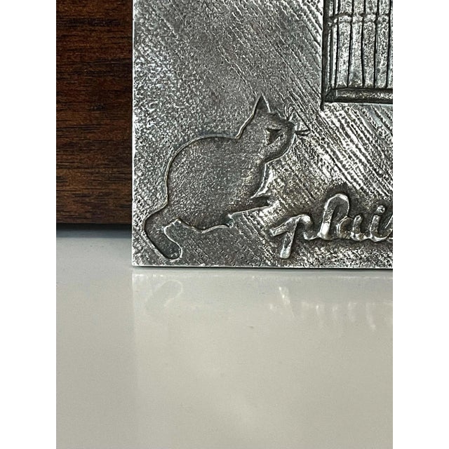 Metal 1940s Line Vautrin French Silvered Bronze Paperweight For Sale - Image 7 of 13