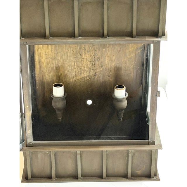 Pair Architectural Georgian Gothic Bronze Exterior/Interior Wall Sconces For Sale - Image 16 of 18