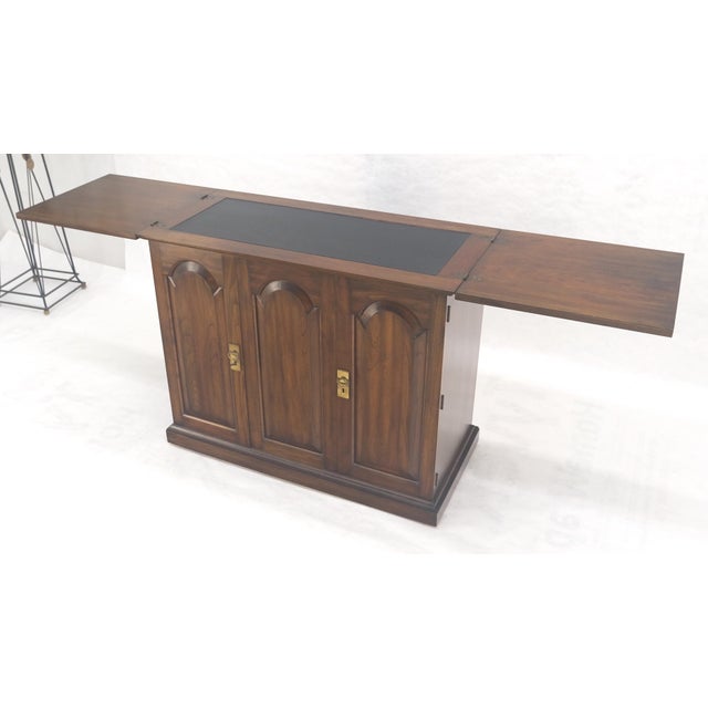 Solid Cherry Raised Panel Doors Liquor Bar Serving Flip Top Cabinet MINT For Sale - Image 9 of 18