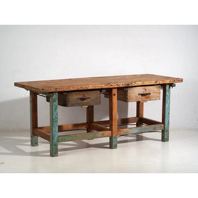 Antique work table (c.1920) Dimensions: Length: 198 cm Depth: 78 cm Height: 80 cm Style: Rustic Materials and techniques:...