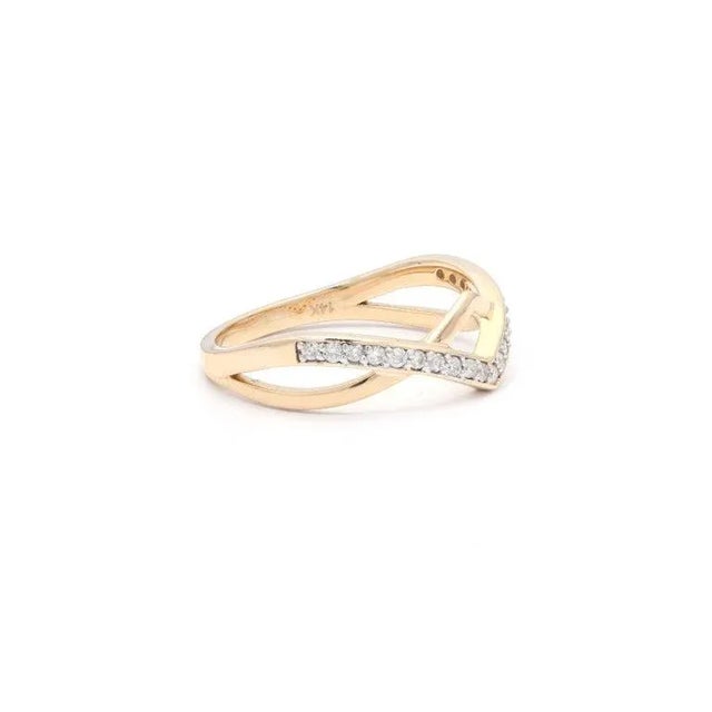 Gold 14k Gold Diamond Chevron Ring 14k Gold Modernist Jewelry for Her, Size 7 For Sale - Image 8 of 17