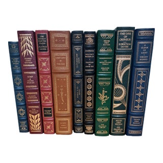 Franklin Library Signed First Edition Leather Books Set of Nine For Sale