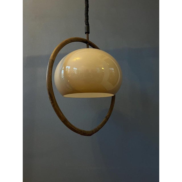 Mid-Century Space Age Bamboo Mushroom Pendant Lamp from Dijkstra For Sale - Image 6 of 11