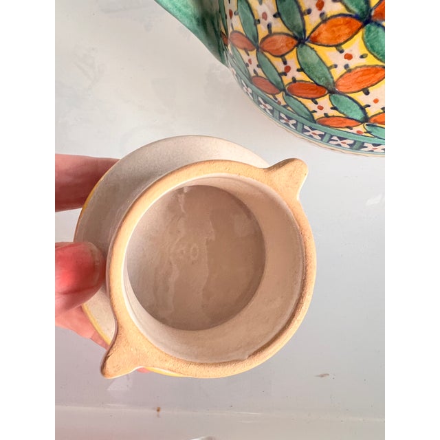 Ceramic 1980s Yellow Handpainted Yellow Aqua Pottery Teapot Ponte Yecchio Handcrafted in Italy For Sale - Image 7 of 10