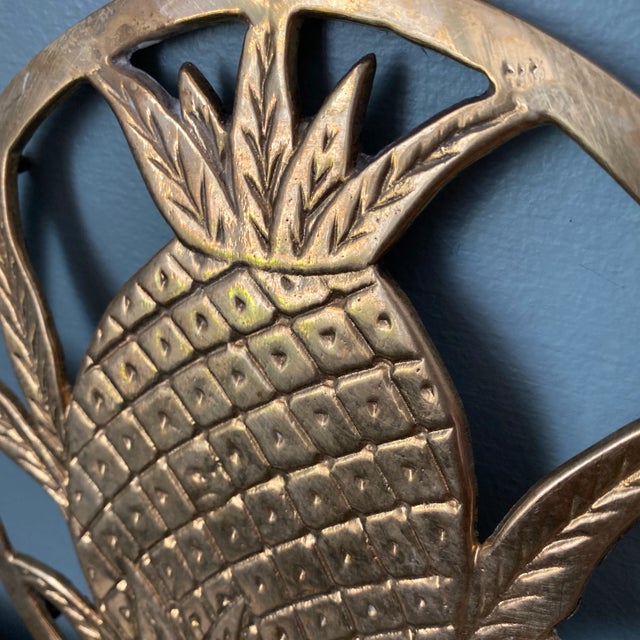 Brass Southern Pineapple Brass Trivet Coasters - a Pair For Sale - Image 8 of 9