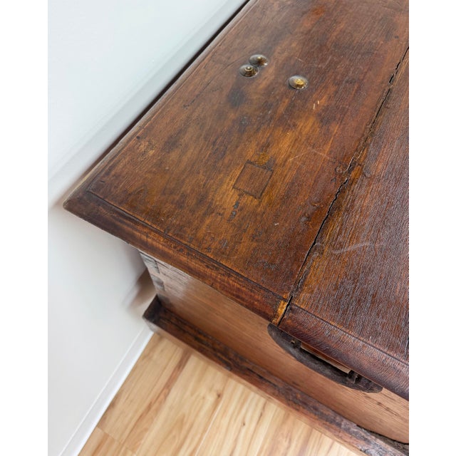 Brown Antique Ming Kang Chinese Carved Wood Trunk Circa 1800-1849 For Sale - Image 8 of 12