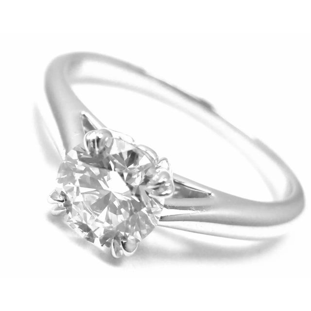 Harry Winston Platinum .56ct VVS1/F Diamond Solitaire Engagement Ring, size 3.5 For Sale - Image 4 of 11