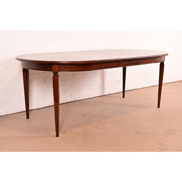 Baker Furniture Company Henredon Style French Regency Louis XVI Walnut Extension Dining Table, Newly Refinished For Sale - Image 4 of 14