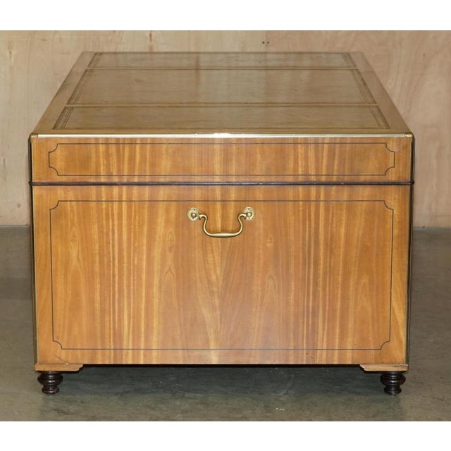 Large Double Sided Military Campaign Twin Pedestal Desk For Sale - Image 11 of 18