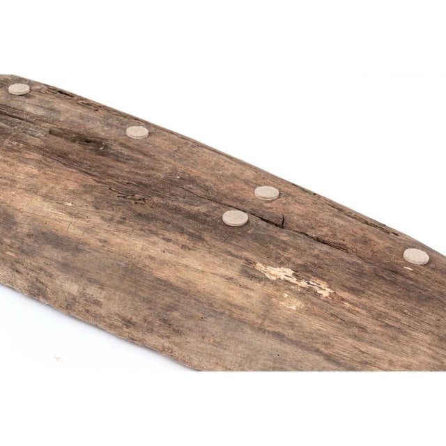Ecru 19th Century Hand-Carved Wood Double Trough in Distressed Style For Sale - Image 8 of 8