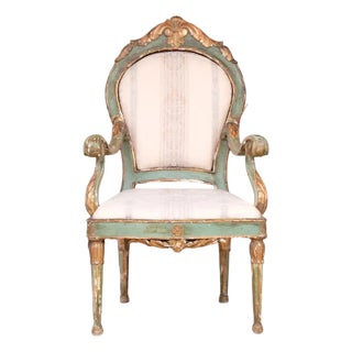 Authentic 18th Century Venetian Carved Wood and Gesso Hall Chair For Sale