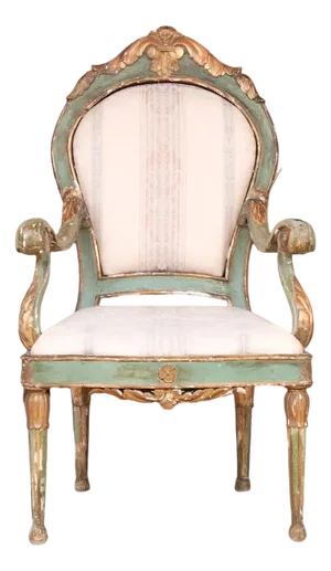Authentic 18th Century Venetian Carved Wood and Gesso Hall Chair