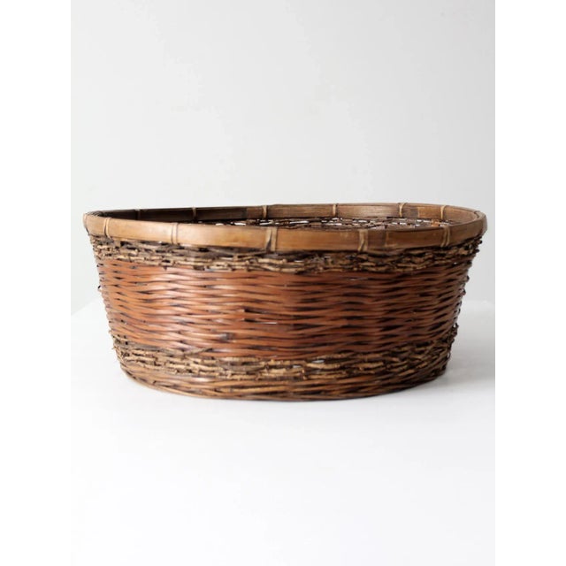 Late 20th Century Vintage Woven Reed Basket For Sale - Image 5 of 10