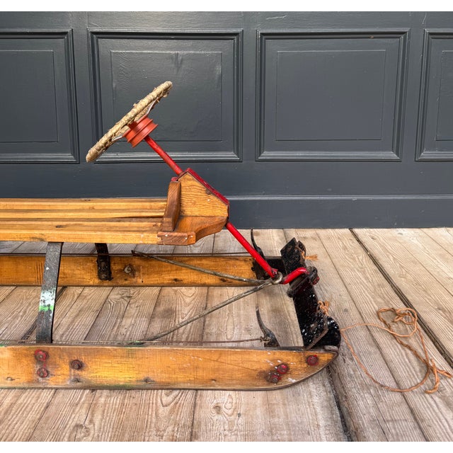 Black Vintage Steering Sled in Oak, 1920s For Sale - Image 8 of 17