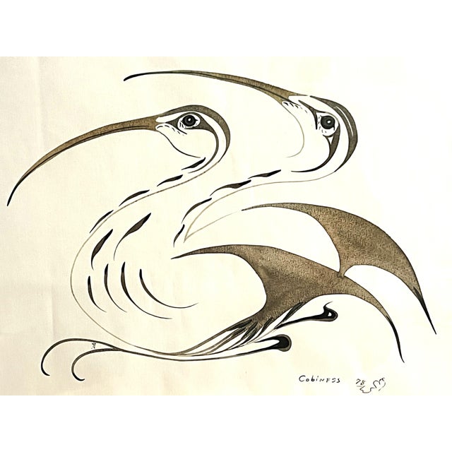 American Vintage Original Eddy Cobiness Water Color on Paper "Sandpiper" Signed Stamped #10/100 For Sale - Image 3 of 10