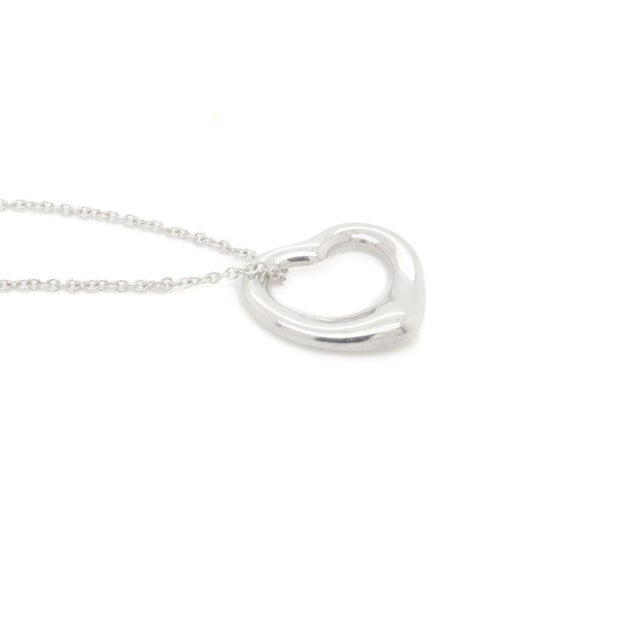 Tiffany & Co. Elsa Peretti Sterling Silver Open Heart Pendant Necklace For Sale - Image 9 of 12
