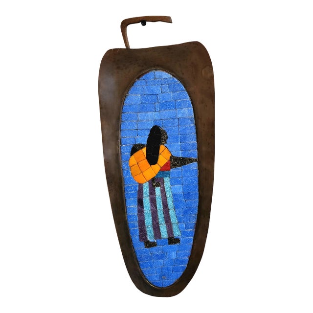 Salvador Teran Mexican Tile Mosaic on Brass Wall Art, Mexico, 1950 For Sale