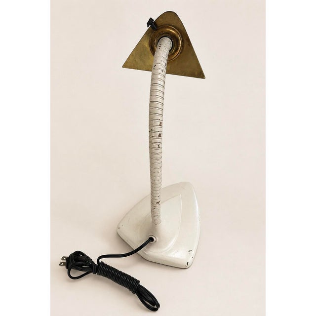Industrial Vintage Industrial Gooseneck Task Lamp With Pivoting Brass Shade For Sale - Image 3 of 4