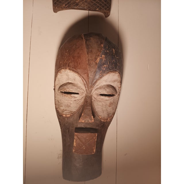 Mid 19th Century Extraordinary Vintage African Tribal Mask Pair – Dramatic Hand Carved Wall Sculptures For Sale - Image 5 of 10