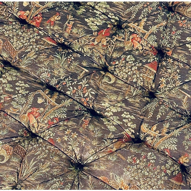 Round Chinoiserie Tufted Ottoman, Poof, Footstool, Vintage 1970’s-80’s For Sale In Atlanta - Image 6 of 11