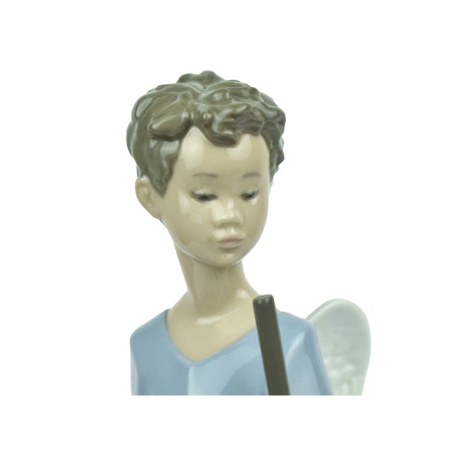 1990s 1990's Handmade Autumn Sweeper Angel With Broom and Basket Lladro Porcelain Figurine Spain For Sale - Image 5 of 7