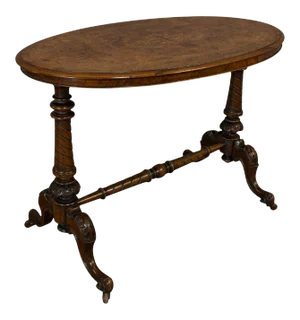 1870s Victorian Burr Walnut Oval Table