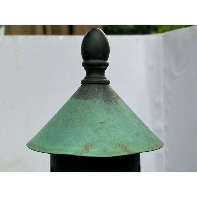 Vintage 1950s Outdoor Copper Post Lanterns - a Pair For Sale In New York - Image 6 of 12